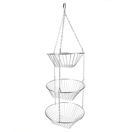Home Basics 3 Tier Wire Hanging Round Fruit Basket, Chrome HB00099